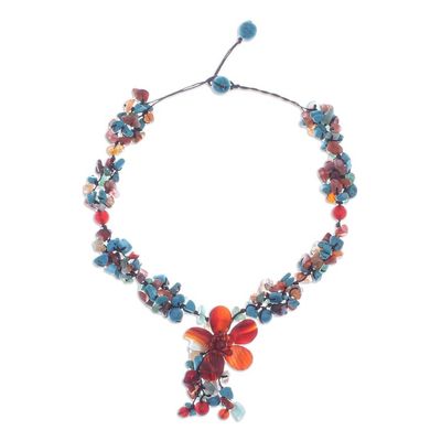 Alternate image for Agate and Carnelian Y Necklace Summer Flower