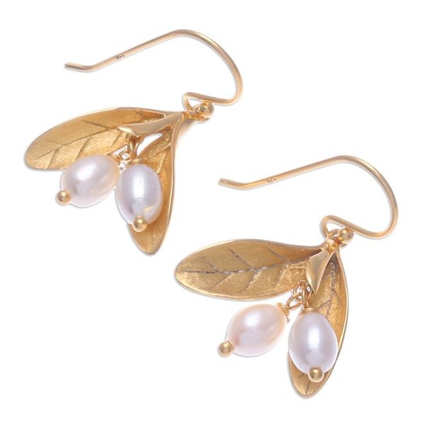 Alternate image for Gold-Plated Cultured Pearl Dangle Earrings Bearing Fruit
