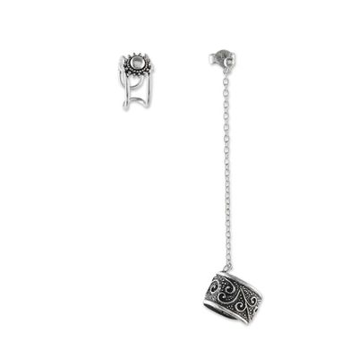 Alternate image for Spiral Motif Sterling Silver Ear Cuffs with Chain Ethereal Breeze