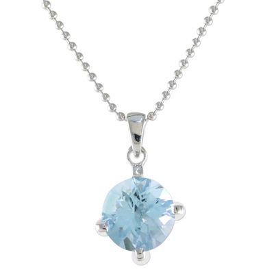 Alternate image for Circular Faceted Topaz Pendant Necklace from Thailand Blue Brilliance