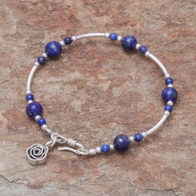 Alternate image for Lapis Lazuli Beaded Bracelet from Thailand Fascinating Rose