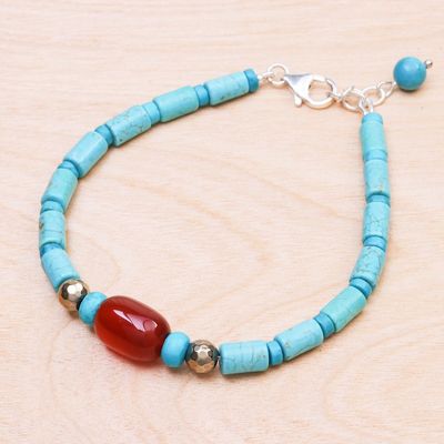 Alternate image for Carnelian and Reconstituted Turquoise Beaded Bracelet Summer Morning
