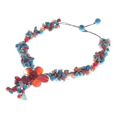 Alternate image for Agate and Carnelian Y Necklace Summer Flower