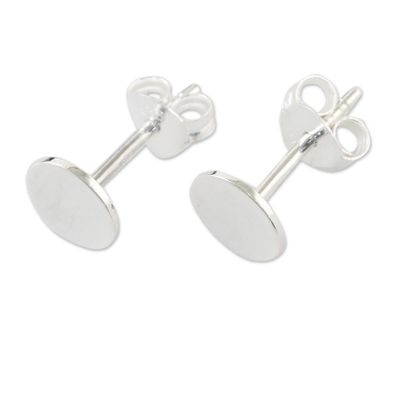 Alternate image for Handcrafted Sterling Silver Circular Stud Earrings Bright Circles