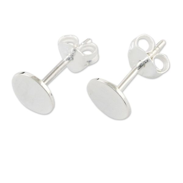 Alternate image for Handcrafted Sterling Silver Circular Stud Earrings Bright Circles