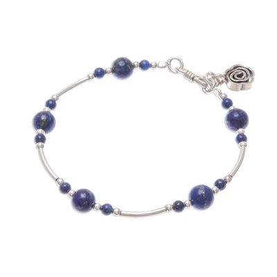 Alternate image for Lapis Lazuli Beaded Bracelet from Thailand Fascinating Rose