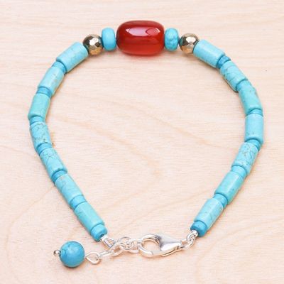 Alternate image for Carnelian and Reconstituted Turquoise Beaded Bracelet Summer Morning