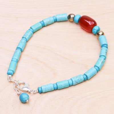 Alternate image for Carnelian and Reconstituted Turquoise Beaded Bracelet Summer Morning