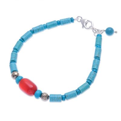 Alternate image for Carnelian and Reconstituted Turquoise Beaded Bracelet Summer Morning