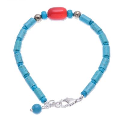 Alternate image for Carnelian and Reconstituted Turquoise Beaded Bracelet Summer Morning