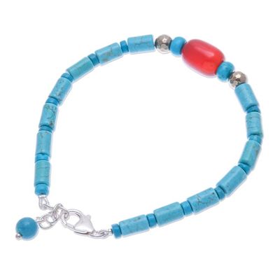 Alternate image for Carnelian and Reconstituted Turquoise Beaded Bracelet Summer Morning