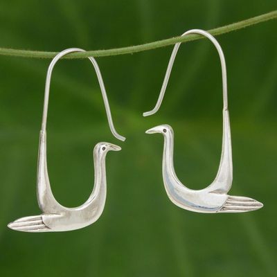 Primary image for Handmade Sterling Silver Bird Earrings Silver Dove