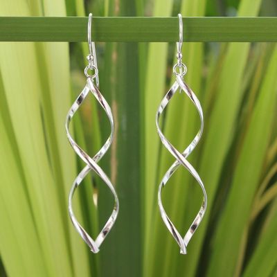 Alternate image for Modern Sterling Silver Dangle Earrings from Thailand Infinito
