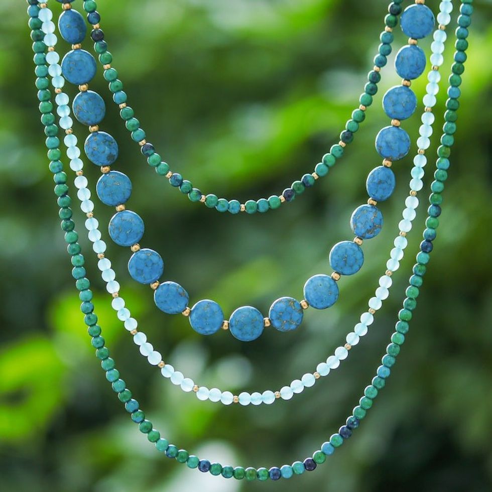 Beaded necklace 'Forest Lagoon'