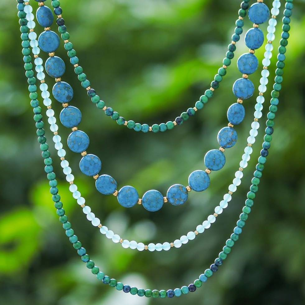 Beaded necklace 'Forest Lagoon'