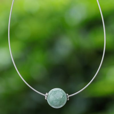 Alternate image for Minimalist Jade Pendant Necklace on Stainless Steel Trajectory