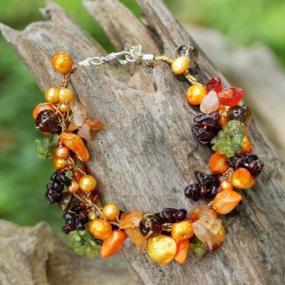 Alternate image for Colorful Beaded gemstone and Cultured Pearl Bracelet Fruits of Summer