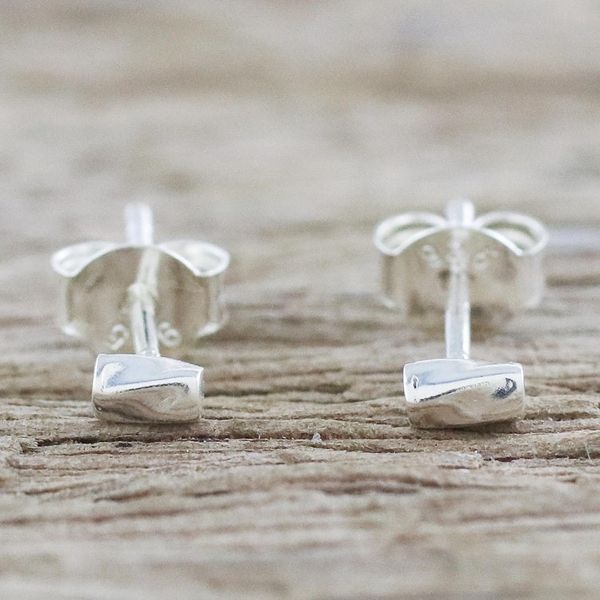 Alternate image for Handcrafted Sterling Silver Stud Earrings from Thailand Silver Sparkle