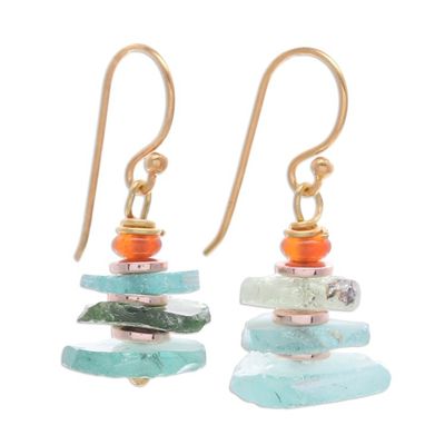 Alternate image for 18k Gold-Plated Beaded Dangle Earrings from Thailand Ocean Bohemian