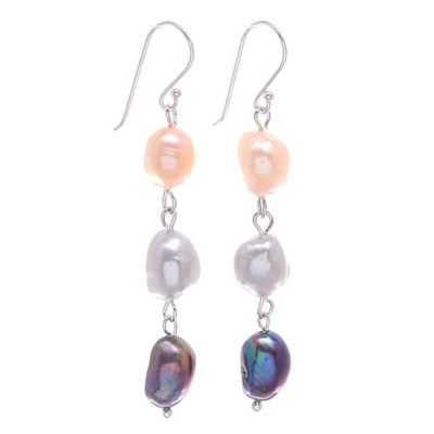 Alternate image for Sterling Silver Cultured Pearl Dangle Earrings From Thailand Candy Pearl