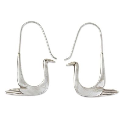 Alternate image for Handmade Sterling Silver Bird Earrings Silver Dove