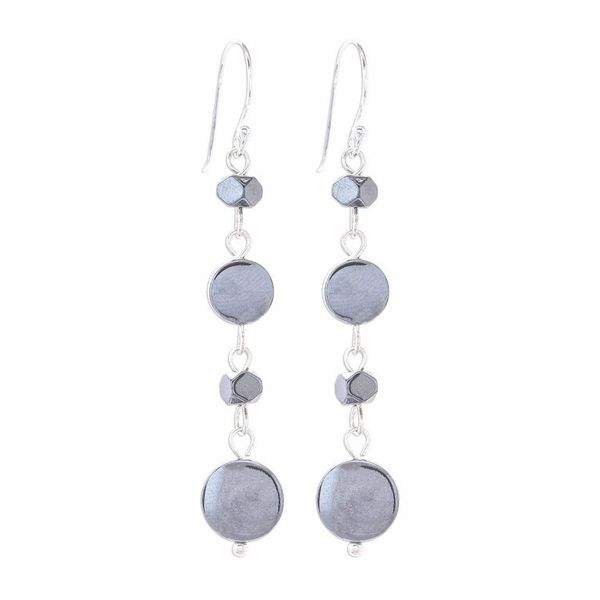 Alternate image for Natural Hematite Dangle Earrings from Thailand Grey Gleam