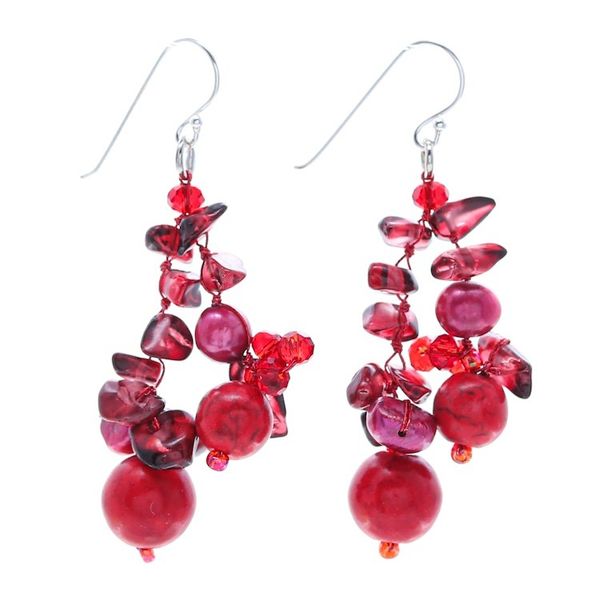 Alternate image for Handcrafted Multi-Gemstone Red Dangle Earrings Red Paradise