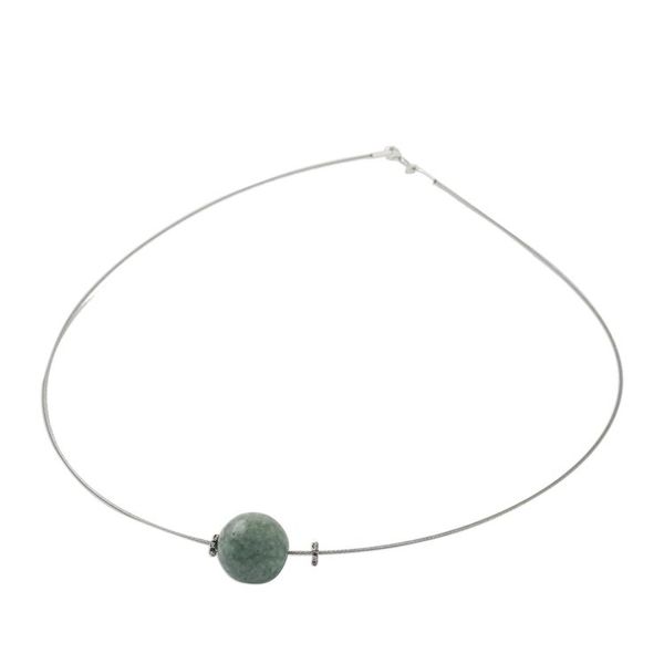 Alternate image for Minimalist Jade Pendant Necklace on Stainless Steel Trajectory