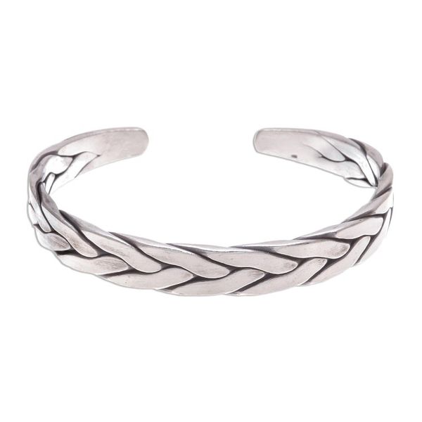 Alternate image for Thai Braided Sterling Silver Cuff Bracelet Mountain Streams