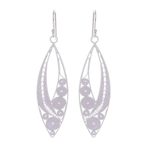 Alternate image for Elegant Sterling Silver Filigree Dangle Earrings Virtuosity