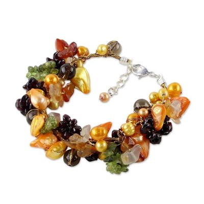 Alternate image for Colorful Beaded gemstone and Cultured Pearl Bracelet Fruits of Summer
