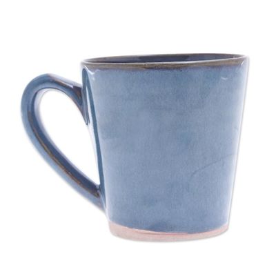 Alternate image for Artisan Crafted Blue Ceramic Mug from Thailand Blue Crush
