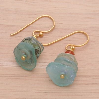 Alternate image for 18k Gold-Plated Beaded Dangle Earrings from Thailand Ocean Bohemian