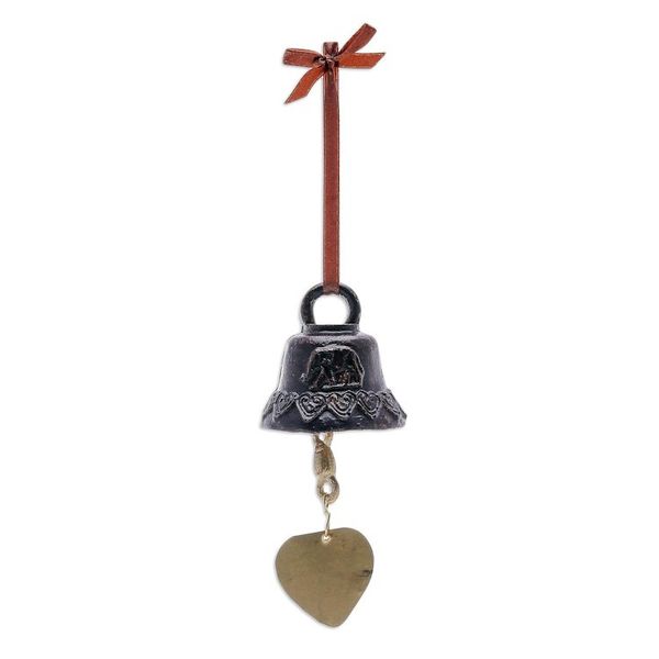 Alternate image for Decorative Brass Heart-Themed Bell Elephant Love