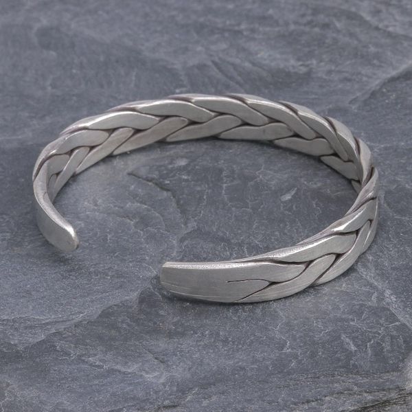 Alternate image for Thai Braided Sterling Silver Cuff Bracelet Mountain Streams