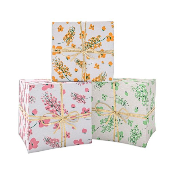 Alternate image for Handmade Eco-Friendly Floral Saa Wrapping Paper Set of 3 Blooms  Hues