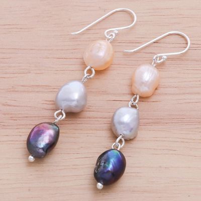 Alternate image for Sterling Silver Cultured Pearl Dangle Earrings From Thailand Candy Pearl