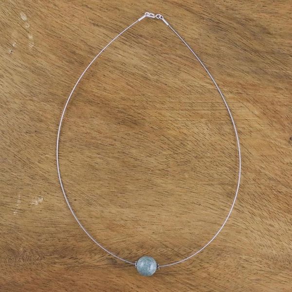 Alternate image for Minimalist Jade Pendant Necklace on Stainless Steel Trajectory