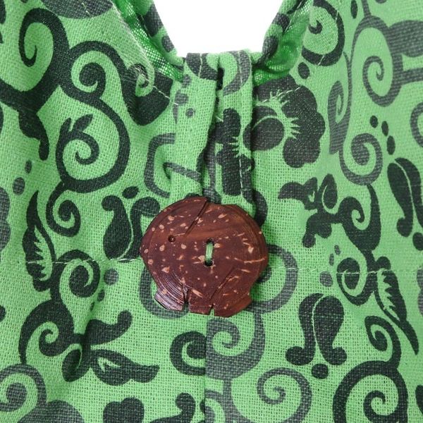 Alternate image for Spring Green Floral and Vine Motif 100 Cotton Shoulder Bag Pretty Tendrils