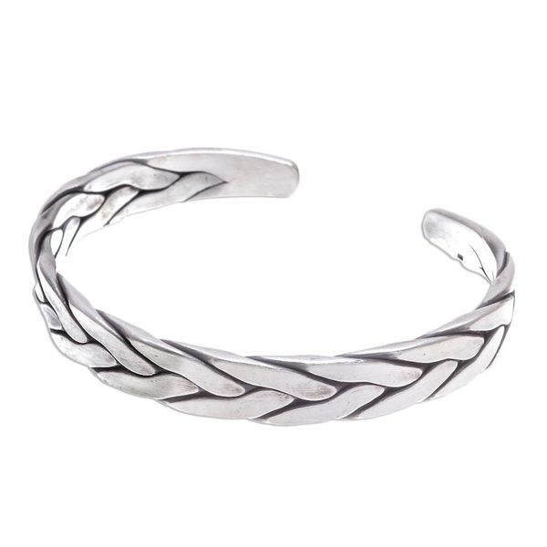 Alternate image for Thai Braided Sterling Silver Cuff Bracelet Mountain Streams