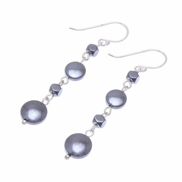 Alternate image for Natural Hematite Dangle Earrings from Thailand Grey Gleam