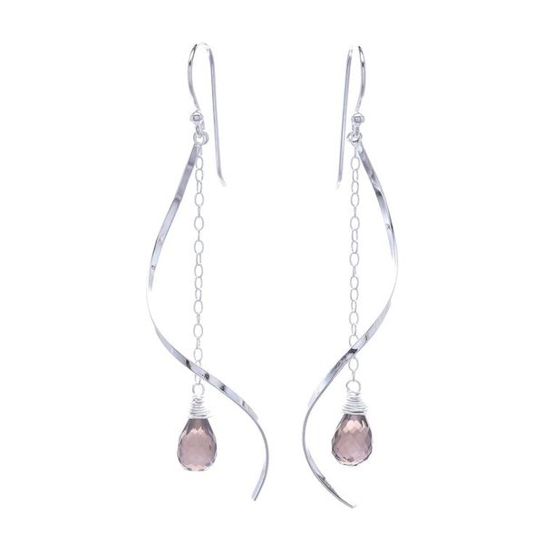 Alternate image for Smoky Quartz Dangle Earrings with Sterling Spirals Solar Spin