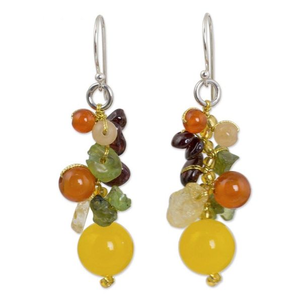 Alternate image for Handmade Garnet Carnelian Citrine Cluster Earrings Sweet Tropics