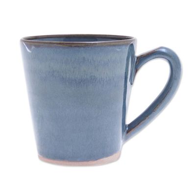 Alternate image for Artisan Crafted Blue Ceramic Mug from Thailand Blue Crush