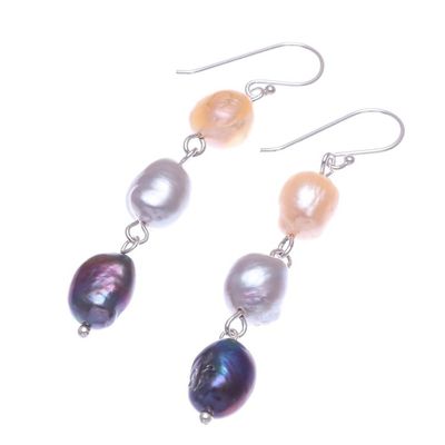 Alternate image for Sterling Silver Cultured Pearl Dangle Earrings From Thailand Candy Pearl