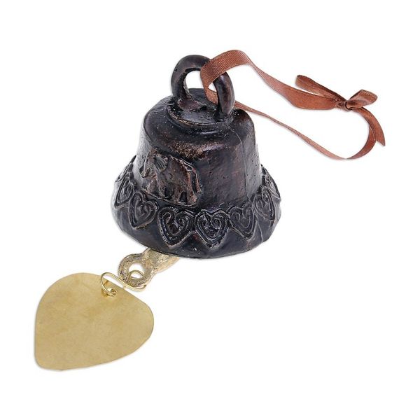 Alternate image for Decorative Brass Heart-Themed Bell Elephant Love