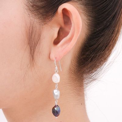 Alternate image for Sterling Silver Cultured Pearl Dangle Earrings From Thailand Candy Pearl