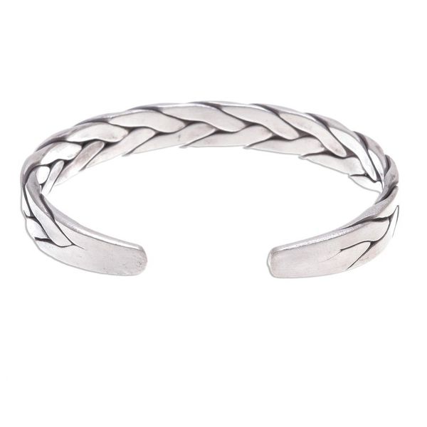 Alternate image for Thai Braided Sterling Silver Cuff Bracelet Mountain Streams