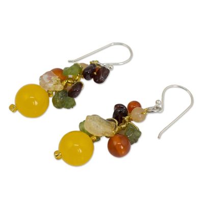 Alternate image for Handmade Garnet Carnelian Citrine Cluster Earrings Sweet Tropics