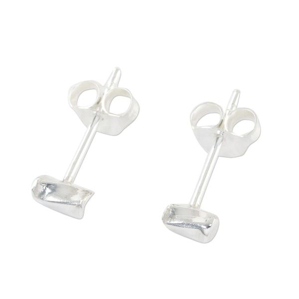 Alternate image for Handcrafted Sterling Silver Stud Earrings from Thailand Silver Sparkle